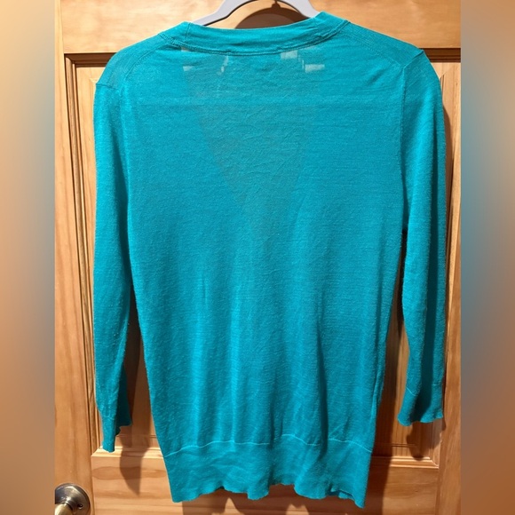 LOFT teal colored cardigan 3/4 sleeves button down closure v neck women’s M - Picture 2 of 9